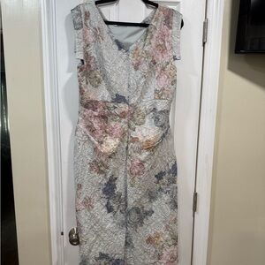 Adrianna Papell Multicolor Floral Lace Midi Dress